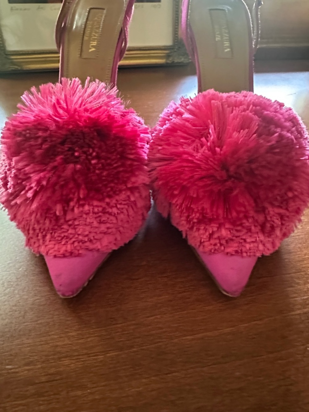 Aquazzura Fuchsia Pom Pom Heels - Picture 7 of 10